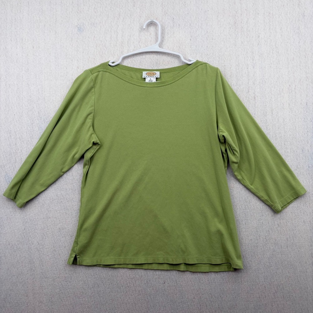 Talbots Petites Green Boat Neck Long Sleeve Cotton Blend Top Size M Petites